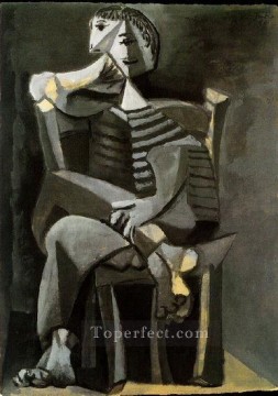 Hombre sentado tejiendo rayas 1939 cubismo Pablo Picasso Pinturas al óleo